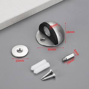 Butée de porte moderne en acier inoxydable avec tampon en caoutchouc, épaisseur 12 mm, installation facile, fixation à vis monotrou, robuste pour la maison - Product Image 1