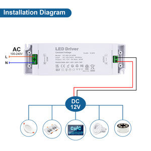 Transformateur d'éclairage <span class=keywords><strong>LED</strong></span> 60W/AC110V 220V à DC12V 24V saphir Bande lumineuse <span class=keywords><strong>LED</strong></span> design d'alimentation à découpage - Product Image 4