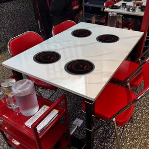 <span class=keywords><strong>Tavolo</strong></span> Rettangolare Moderno Personalizzabile per Hotpot con Piano Cottura a Induzione Integrato in Pietra Artificiale per Negozi Commerciali di Spiedini - Product Image 6