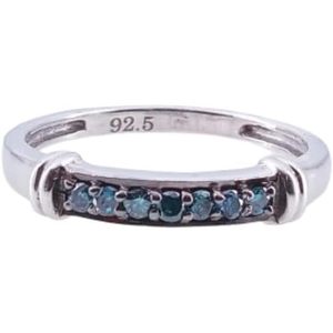 แหวนเพชร Jewelspaark 0.21 กะรัต สีฟ้าเข้มทรงกลมเจียระไนแบบบริลเลียนท์ เงินแท้ 925 สำหรับผู้หญิง - Product Image 1