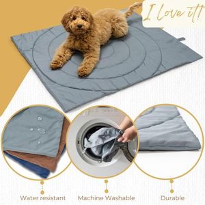 Vente en gros de tapis <span class=keywords><strong>matelassé</strong></span> de haute qualité pour animaux de compagnie avec logo personnalisé <span class=keywords><strong>lit</strong></span> extérieur portable en rouleau pour animaux de compagnie tapis de voyage de luxe pour animaux de compagnie - Product Image 3