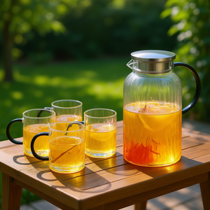 Db Tea Set 1 <b>Pitcher</b> 4 Cups Glass Modern Design For Tea Drinking Stocked Utensil Collection - Product Image 2