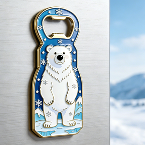 Abridor de Botellas de Cerveza de Esmalte Suave con Diseño de Oso Polar y Copo de Nieve, de Aleación de Zinc, Imán para Refrigerador, para Bar y Cocina - Product Image 4