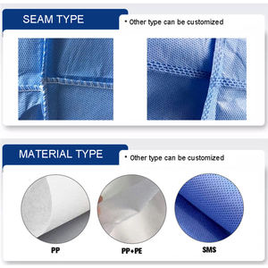 Sekali pakai AAMI tingkat 1 <span class=keywords><strong>2</strong></span> <span class=keywords><strong>3</strong></span> SMS celemek bedah gaun operasi dokter PP kunjungi gaun biru laut - Product Image 3