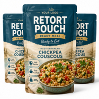 Sachet Retortable Personnalisé à Trois Soudures, Qualité Alimentaire, Haute Barrière, Emballage 121 Degrés pour Couscous de Pois Chiches Méditerranéen