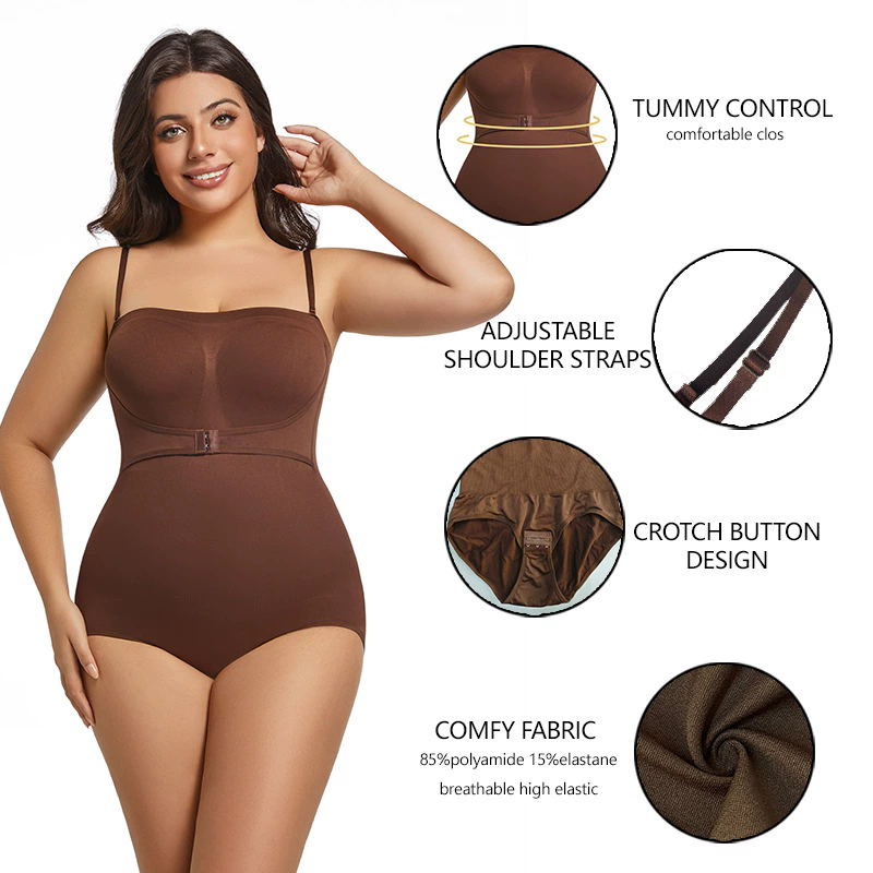 Tummy-Control Shapewear Bodysuit (Z333227): side profile showing zones and edge stability