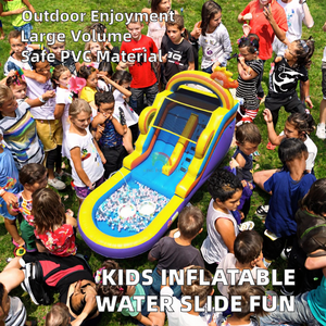 Toboggan aquatique gonflable commercial en PVC pour enfants, usage domestique et commercial, intérieur/extérieur, avec piscine et souffleur - Product Image 2