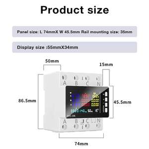 Compteur de puissance WiFi 85-290V KWS-306WF Testeur d'énergie numérique Protection contre les surtensions et les surintensités Relais de commutation Écran couleur Rail de guidage 3P Table - Product Image 6