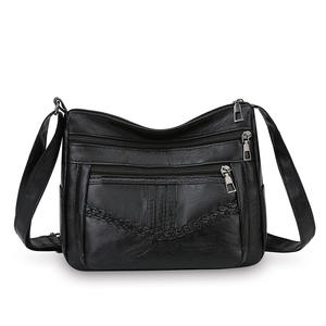 Bolso Bandolera de Mujer, Nuevo Estilo, Gran Capacidad, Cuero Suave, Cierre de Cremallera Horizontal Cuadrado, Portátil, Uso Diario, Negro/Marrón - Product Image 2