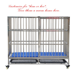 Large stainless steel folding dog crate dog kennels quality pet dog cage