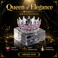 Couronne baroque en strass, diadème de mariage en plastique, accessoire de coiffure nuptial pour cérémonie et photographie