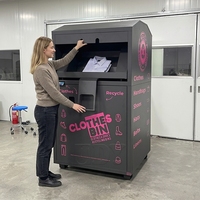 Poubelle de collecte sécurisée en acier pour chaussures, vêtements et vêtements recyclés, pour les dons caritatifs, fabriquée aux États-Unis