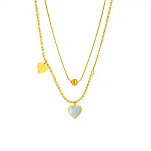Dernière mode en acier inoxydable pendentif en forme de coeur en gros à la mode fête colliers accessoires femmes collier bijoux