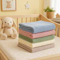 Couverture pour bébé en coton tricoté multifonctionnelle avec broderie personnalisée du nom, couverture d'emmaillotage ajourée pour nourrissons