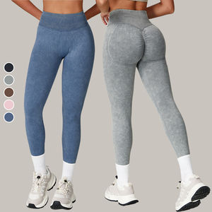 Nouvel Arrivage Leggings Sans Couture Taille Haute Effet Délavé pour Femme, Séchage Rapide, Effet <span class=keywords><strong>Push</strong></span>-<span class=keywords><strong>up</strong></span> et Remonte-fesses, pour Course, Sport et Gym en Extérieur - Product Image 1