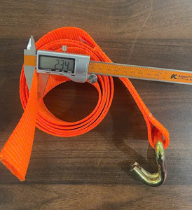 SANBOO SANBOOPW20 Sangle de levage robuste 5 tonnes en polyester 100% rayé couleur unie orange 50mm, sangle de fixation de cargaison haute résistance - Product Image 3