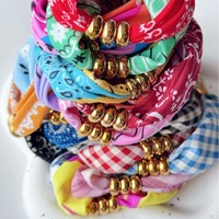Gelang Syal Elegan Prancis, Manik-Manik Spacer Baja Tahan Karat, Gelang Kain, Perhiasan yang Dapat Disesuaikan, Hadiah untuk Wanita, untuk Kegunaan Sehari-hari dan Pesta