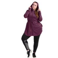 Büyük Beden Müslüman Kadınlar İçin Kışlık Spor Giyim Spandeks/Polyester İki Parçalı Eşofman Takımı Hızlı Kuruyan Hafif Nefes Alabilen