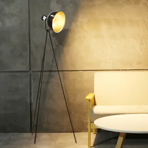 Modern Small Standing Floor Lamp for Residential Use with Triangular Bracket and Pole for Living Room Decor