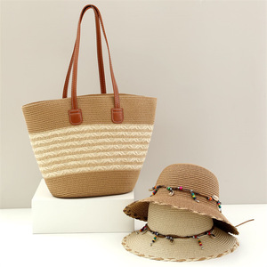 Bán Buôn Bãi Biển <span class=keywords><strong>Hat</strong></span> Và Túi Thiết Lập Cho Phụ Nữ Thời Trang Xu Hướng Thiết Kế Mùa Hè Mặt Trời <span class=keywords><strong>Hat</strong></span> Giấy Rơm <span class=keywords><strong>Hat</strong></span> Và Rơm Bãi Biển Túi Thiết Lập - Product Image 3