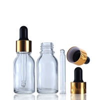 Botella de Vidrio Borosilicato con Gotero de 15ml 20ml 30ml 50ml 100ml, Transparente, Mate, Blanco, Esmerilado, Negro, Ámbar, Dorado, para Suero Esencial para el Cuidado de la Piel
