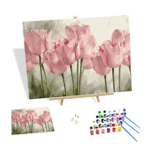 Kit de pintura al óleo personalizada por números, arte de pared imprimible, flores, peonía, jacinto, lila, impresiones de verano, bricolaje, pintado a mano