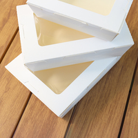 Boîte à gâteau rectangulaire en kraft avec couvercle transparent en PP/PET, emballage alimentaire en papier, boîte à emporter