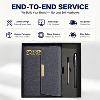 Ensemble cadeau de carnet en cuir PU à couverture rigide avec logo personnalisé, stylo en métal, emballage de luxe, cadeau promotionnel d'entreprise