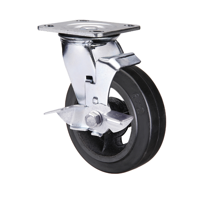 Manufacturer Products 4 5 6 8 10 Inch Rubber Trolley Castor Wheel Heavy Duty Swivel Industrial Casters with Brake