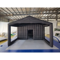 Tente de discothèque gonflable avec 2 portes et zone de logo, grande tente de fête gonflable noire pour anniversaire, jardin, mariage