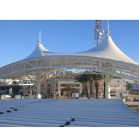 Structure de membrane tendue pour aire de jeux communautaire, avec structure en acier, imperméable, résistante au feu et aux UV, auvent paysager en PVDF