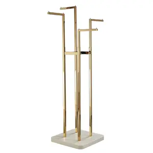 Hanging Metal Clothing Mixed Arms On Wheels Folding Gold Removable Garment Display Rack With 4 Rails