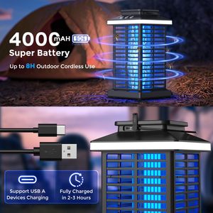 Nuevo diseño 2025 Mosquito Zapper 2 en 1 Bug Zapper portátil y recargable con batería de 4000mAh 4000V para Patio - Product Image 6