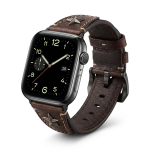สายนาฬิกาหนังแท้ประดับหมุดสไตล์พังก์สำหรับ Apple Watch Ultra <span class=keywords><strong>2</strong></span>/Series 10 9 8 7 SE - Product Image 2