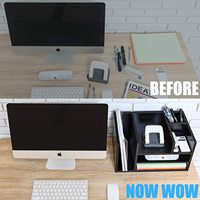 Organisateur de bureau moderne en bois noir pour la maison et le bureau, avec étagère à livres