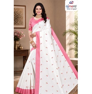 Sari en coton Ajmera doux et élégant, imprimé traditionnel, séchage rapide, toutes saisons, tenue ethnique tendance pour femme – Collection - Product Image 4