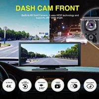10.26 "Portable sans fil Carplay voiture stéréo Bluetooth FM GPS AUX Android Auto 2.5K Dash Cam avant et arrière 1080P véhicule DVR