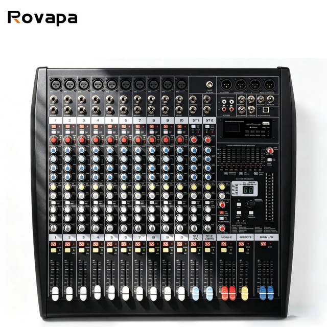 Pro DJ Show Meeting Room Equipment 10 Channel Professional Audio Mixer with 24bit DSP Effects USB Audio Interface and Bluetooth