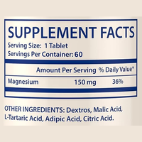 Comprimé soluble en eau d'hydrogène moléculaire H2, certifié GMP, marque privée OEM, végétalien, 150 mg de magnésium, 10 ppm, supplément antioxydant