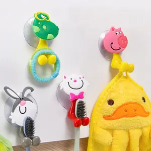 Animal Cute Cartoon Sucker Toothbrush Holder Hollow Bathroom Accessories Set Wall Anchor Suction Rack Tool