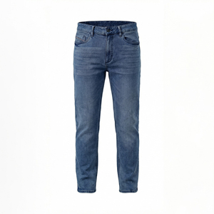 Jeans Clásicos de Pierna Recta para <span class=keywords><strong>Hombre</strong></span>, Pantalones de Mezclilla Elástica de Algodón Lavado Azul Vintage, Pantalones Casuales Retro de Negocios para <span class=keywords><strong>Hombre</strong></span> - Product Image 1