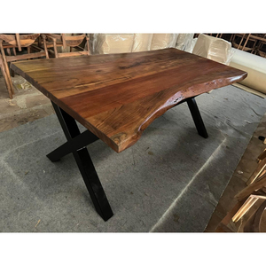 Mesa Rectangular Ajustable de Madera Maciza Moderna para Comedor, Cocina, Oficina, Restaurante, Venta al por Mayor de Fábrica, Patas de Metal Resistentes - Product Image 1