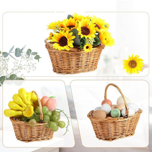 Panier <span class=keywords><strong>de</strong></span> rangement tressé fait main avec poignée, idéal pour la récolte, le jardin, les fleurs, ou comme panier cadeau pour les fêtes - Grande Vente - Product Image 1