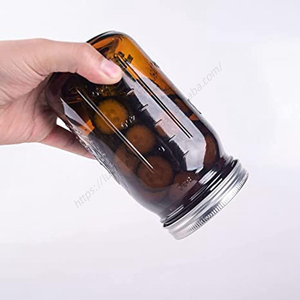 Bouteille de conservation en verre ambré DD1834 de 32 oz à large ouverture pour confiture, boissons et stockage, avec couvercle hermétique - Product Image 3