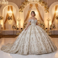 Robe de mariée élégante Mct004, robe de bal champagne, corsage en strass, broderie dorée scintillante, robe de princesse, Jancember