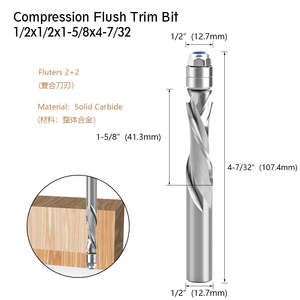 LAVIE 12mm 1/2 'shank gömme Trim katı karbür Spiral freze uçları ağaç İşleme sıkıştırma-cut <span class=keywords><strong>End</strong></span> <span class=keywords><strong>Mill</strong></span> bit-c Z13A1341107C - Product Image 3
