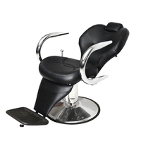 Fauteuil de Barbier Commercial Moderne Réglable avec Repose-Pieds Rotatif, Cadre en Acier Inoxydable, Siège en Mousse Haute Densité et Fonction de Levage