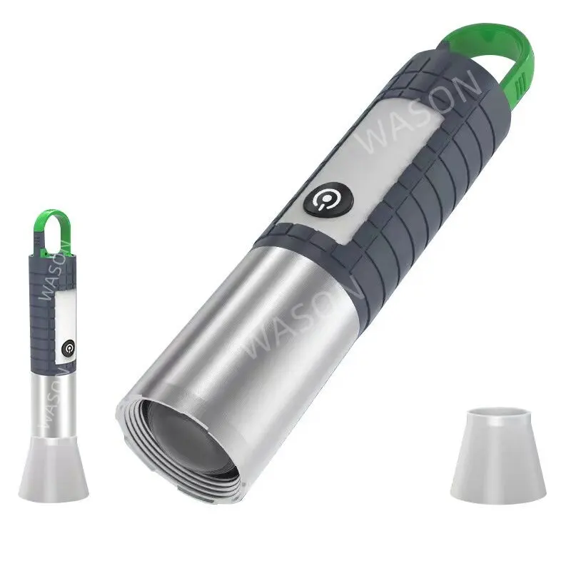 2023 New High Power Rechargeable Telescoping Zoomable Flashlight Strong Light 1000 Lumens Portable Hanging Torch With Lampshade