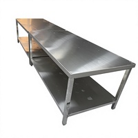 Plan de travail en acier inoxydable 304 épaissi à double couche, sur mesure en Chine, table de préparation pour cuisine de restaurant commercial