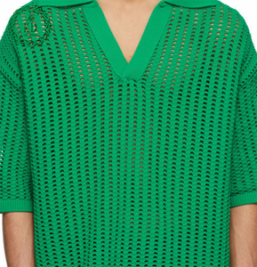 Suéter Transpirable Personalizado KD, Fabricante de Suéteres de Punto Acanalado Verde Verano, Cuello Abierto de <span class=keywords><strong>Crochet</strong></span>, Suéter de Punto Abierto para Hombre - Product Image 4